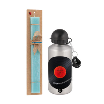 Columbia records bruce springsteen, Easter Set, metallic silver aluminum water bottle (500ml) & scented flat Easter candle (30cm) (TURQUOISE)
