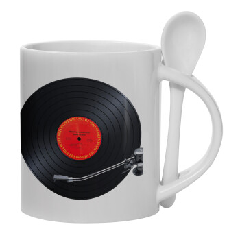 Columbia records bruce springsteen, Ceramic coffee mug with Spoon, 330ml (1pcs)
