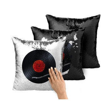 Columbia records bruce springsteen, Μαξιλάρι καναπέ Μαγικό Μαύρο με πούλιες 40x40cm περιέχεται το γέμισμα