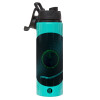 Metallic water bottle with safety lid, 850ml aluminum