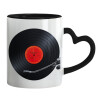 Mug heart black handle, ceramic, 330ml