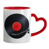 Mug heart red handle, ceramic, 330ml
