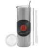 Tumbler stainless steel Silver 600ml, with metal straw & cleaning brush