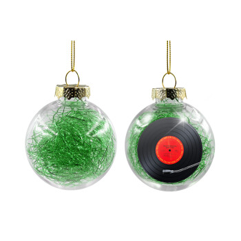 Columbia records bruce springsteen, Χριστουγεννιάτικη μπάλα δένδρου διάφανη με πράσινο γέμισμα 8cm