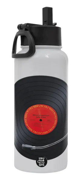 Columbia records bruce springsteen — Metal mug thermo White with Straw and Spout Lid (Stainless steel), double wall, 950ml