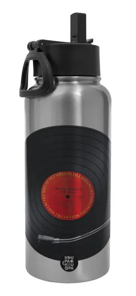 Columbia records bruce springsteen — Metal mug thermo Silver with Straw and Spout Lid (Stainless steel), double wall, 950ml