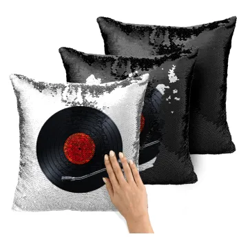 Columbia records bruce springsteen, Μαξιλάρι καναπέ Μαγικό Μαύρο με πούλιες 40x40cm περιέχεται το γέμισμα