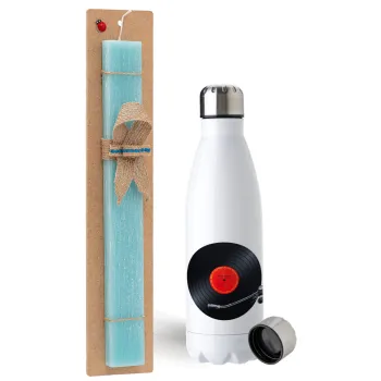 Columbia records bruce springsteen, Easter Set, metallic stainless steel water bottle (750ml) & aromatic flat Easter candle (30cm) (TURQUOISE)