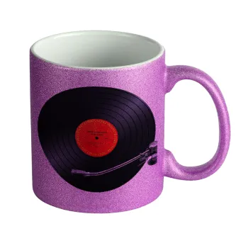 Columbia records bruce springsteen, Κούπα Μωβ Glitter που γυαλίζει, κεραμική, 330ml