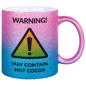 WARNING MAY CONTAIN HOT COCOA MUG PADDINGTON, Κούπα Χρυσή/Μπλε Glitter, κεραμική, 330ml