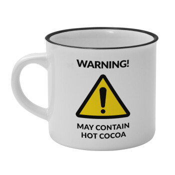 WARNING MAY CONTAIN HOT COCOA MUG PADDINGTON, Κούπα κεραμική vintage Λευκή/Μαύρη 230ml