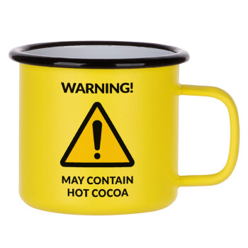 WARNING MAY CONTAIN HOT COCOA MUG PADDINGTON, Κούπα Μεταλλική εμαγιέ ΜΑΤ Κίτρινη 360ml