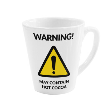 WARNING MAY CONTAIN HOT COCOA MUG PADDINGTON, Κούπα κωνική Latte Λευκή, κεραμική, 300ml
