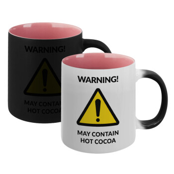 WARNING MAY CONTAIN HOT COCOA MUG PADDINGTON, Κούπα Μαγική εσωτερικό ΡΟΖ, κεραμική 330ml που αλλάζει χρώμα με το ζεστό ρόφημα