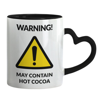 WARNING MAY CONTAIN HOT COCOA MUG PADDINGTON, Mug heart black handle, ceramic, 330ml