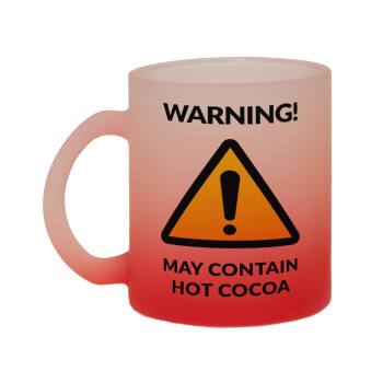 WARNING MAY CONTAIN HOT COCOA MUG PADDINGTON, Κούπα γυάλινη δίχρωμη με βάση το κόκκινο ματ, 330ml