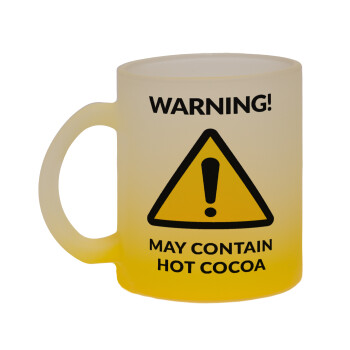WARNING MAY CONTAIN HOT COCOA MUG PADDINGTON, Κούπα γυάλινη δίχρωμη με βάση το κίτρινο ματ, 330ml