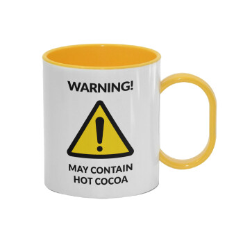 WARNING MAY CONTAIN HOT COCOA MUG PADDINGTON, Κούπα (πλαστική) (BPA-FREE) Polymer Κίτρινη για παιδιά, 330ml