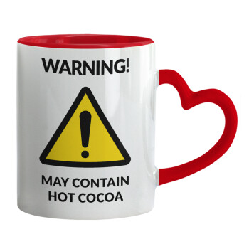 WARNING MAY CONTAIN HOT COCOA MUG PADDINGTON, Κούπα καρδιά χερούλι κόκκινη, κεραμική, 330ml