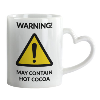 WARNING MAY CONTAIN HOT COCOA MUG PADDINGTON, Κούπα καρδιά χερούλι λευκή, κεραμική, 330ml