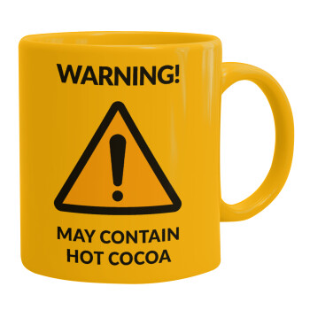 WARNING MAY CONTAIN HOT COCOA MUG PADDINGTON, Ceramic coffee mug yellow, 330ml