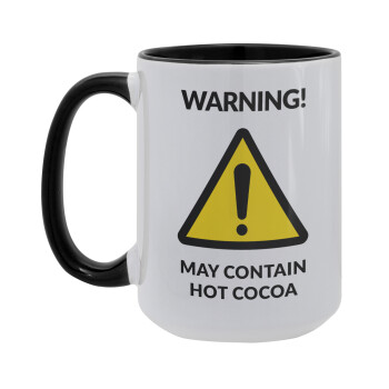 WARNING MAY CONTAIN HOT COCOA MUG PADDINGTON, Κούπα Mega 15oz, κεραμική Μαύρη, 450ml