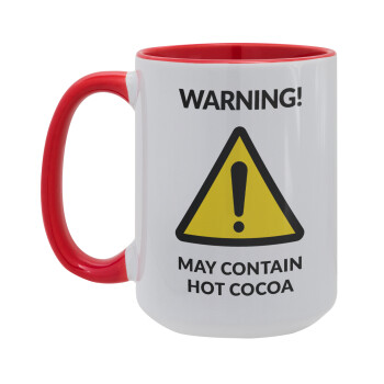 WARNING MAY CONTAIN HOT COCOA MUG PADDINGTON, Κούπα Mega 15oz, κεραμική Κόκκινη, 450ml