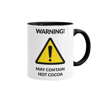 WARNING MAY CONTAIN HOT COCOA MUG PADDINGTON, Κούπα χρωματιστή μαύρη, κεραμική, 330ml