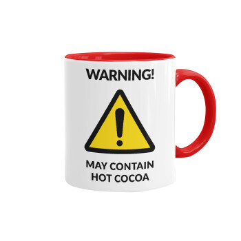 WARNING MAY CONTAIN HOT COCOA MUG PADDINGTON, Κούπα χρωματιστή κόκκινη, κεραμική, 330ml