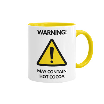 WARNING MAY CONTAIN HOT COCOA MUG PADDINGTON, Mug colored yellow, ceramic, 330ml
