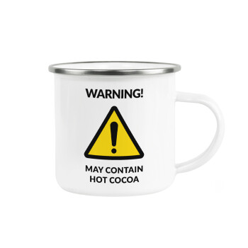 WARNING MAY CONTAIN HOT COCOA MUG PADDINGTON, Metallic enamel cup white 360ml