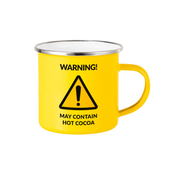 WARNING MAY CONTAIN HOT COCOA MUG PADDINGTON, Κούπα Μεταλλική εμαγιέ Κίτρινη 360ml