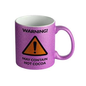 WARNING MAY CONTAIN HOT COCOA MUG PADDINGTON, Κούπα Μωβ Glitter που γυαλίζει, κεραμική, 330ml