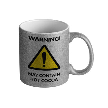 WARNING MAY CONTAIN HOT COCOA MUG PADDINGTON, Κούπα Ασημένια Glitter που γυαλίζει, κεραμική, 330ml