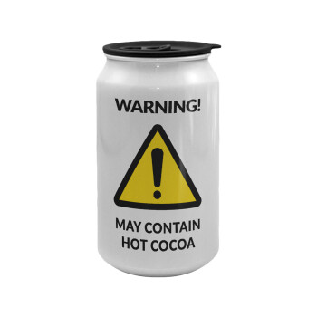 WARNING MAY CONTAIN HOT COCOA MUG PADDINGTON, Κούπα ταξιδιού μεταλλική με καπάκι (tin-can) 500ml