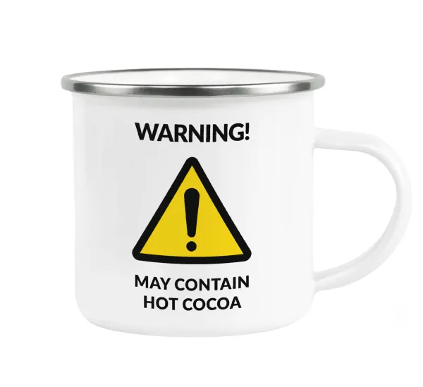 WARNING MAY CONTAIN HOT COCOA MUG PADDINGTON — Metallic enamel cup white 360ml