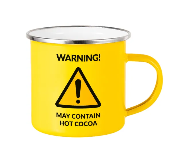 WARNING MAY CONTAIN HOT COCOA MUG PADDINGTON — Yellow Enamel Metallic Cup 360ml