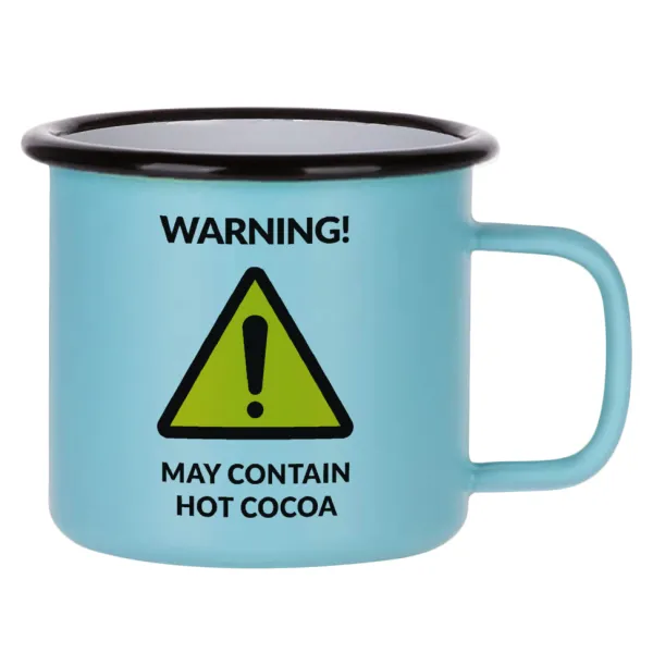 WARNING MAY CONTAIN HOT COCOA MUG PADDINGTON — Κούπα Μεταλλική εμαγιέ ΜΑΤ σιέλ 360ml