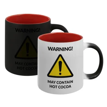 WARNING MAY CONTAIN HOT COCOA MUG PADDINGTON, Κούπα Μαγική εσωτερικό κόκκινο, κεραμική, 330ml που αλλάζει χρώμα με το ζεστό ρόφημα