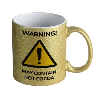 WARNING MAY CONTAIN HOT COCOA MUG PADDINGTON, Κούπα Χρυσή Glitter που γυαλίζει, κεραμική, 330ml
