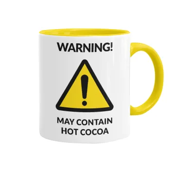 WARNING MAY CONTAIN HOT COCOA MUG PADDINGTON, Κούπα χρωματιστή κίτρινη, κεραμική, 330ml
