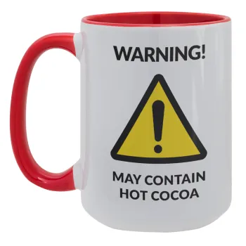 WARNING MAY CONTAIN HOT COCOA MUG PADDINGTON, Κούπα Mega 15oz, κεραμική Κόκκινη, 450ml