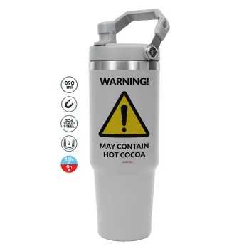 WARNING MAY CONTAIN HOT COCOA MUG PADDINGTON, ΓΚΡΙ χρώματος Θερμός Ανοξείδωτο 890ml (30oz) με χερούλι
