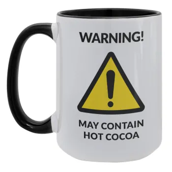 WARNING MAY CONTAIN HOT COCOA MUG PADDINGTON, Κούπα Mega 15oz, κεραμική Μαύρη, 450ml