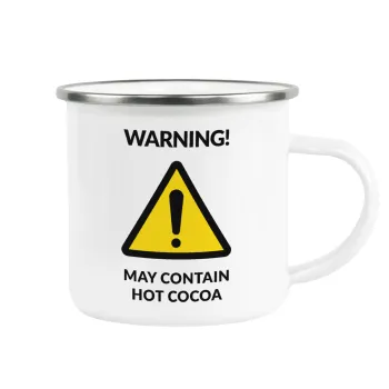 WARNING MAY CONTAIN HOT COCOA MUG PADDINGTON, Κούπα Μεταλλική εμαγιέ λευκη 360ml