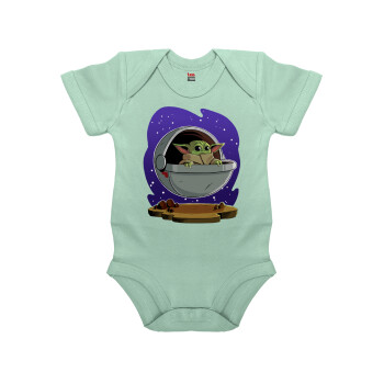 Baby Yoda mandalorian, Βρεφικό φορμάκι μωρού, 0-18 μηνών, mint (Μέντα), 100% Organic Cotton, κοντομάνικο