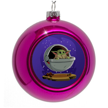 Baby Yoda mandalorian, Purple Christmas tree ornament bauble 8cm