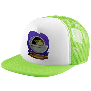 Baby Yoda mandalorian, Καπέλο Soft Trucker με Δίχτυ Πράσινο/Λευκό