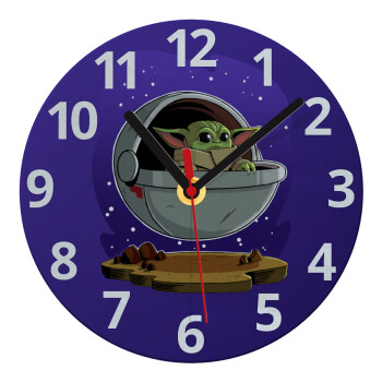 Baby Yoda mandalorian, Ρολόι τοίχου γυάλινο (20cm)