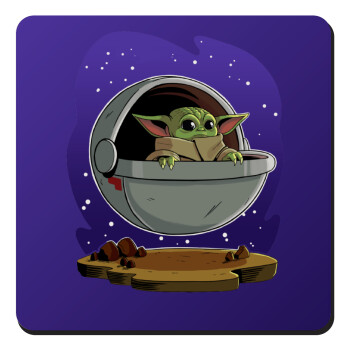 Baby Yoda mandalorian, Τετράγωνο μαγνητάκι ξύλινο 9x9cm